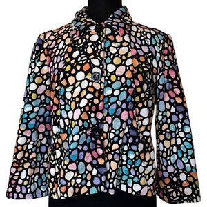 Christopher & Banks Stretch Jacket Multicolored Cotton Blend Women's Size Small